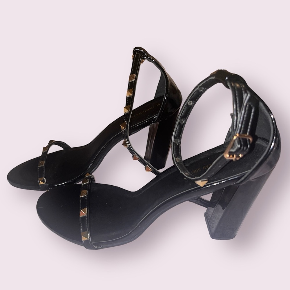 Black Gold Studded Heals